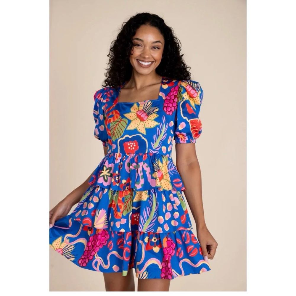 Alden Adair Floral Blue Dress